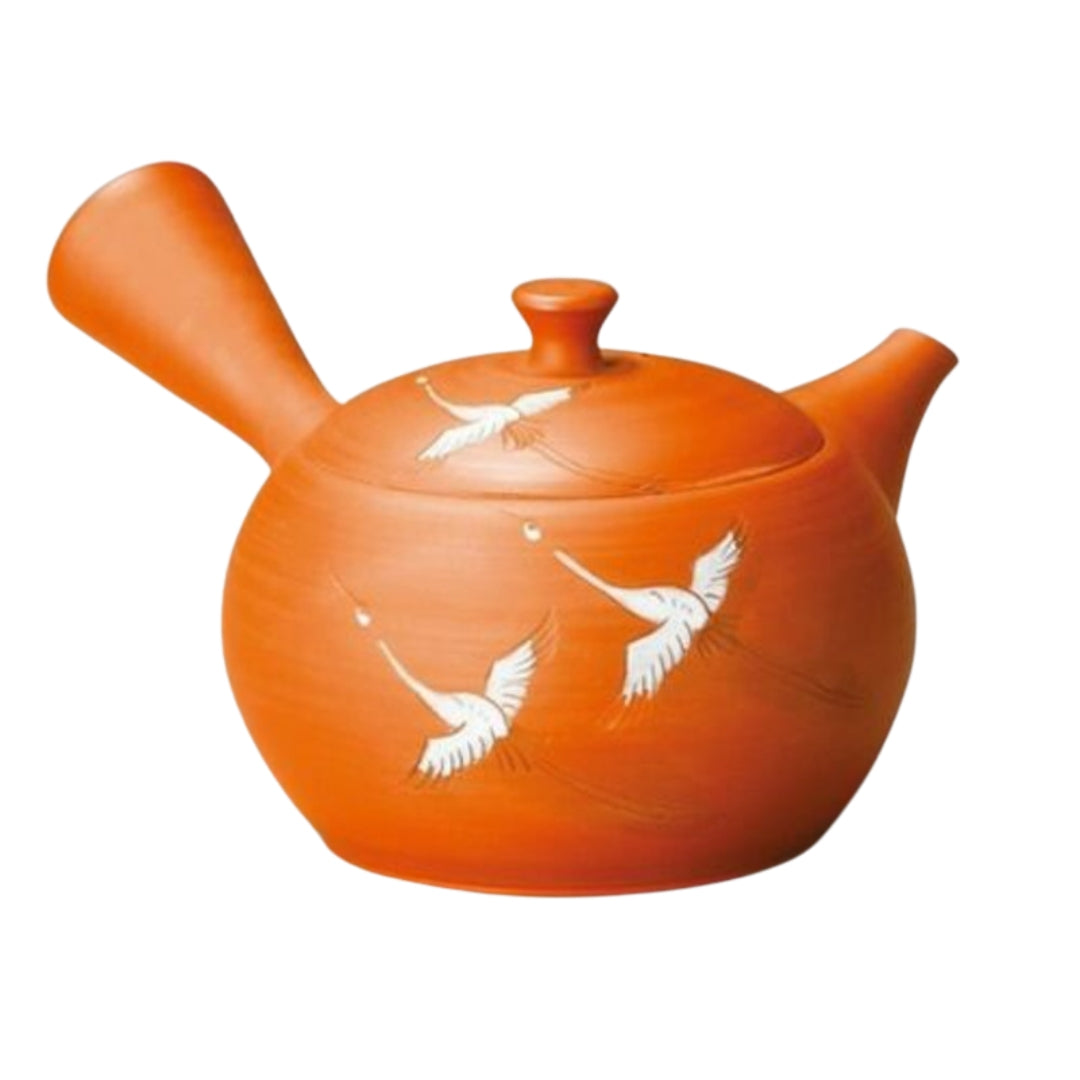 常滑焼 朱泥急須 玉光 鶴