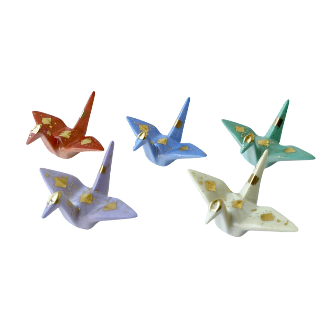 九谷焼 箸置き 折り紙 鶴 5色 セット