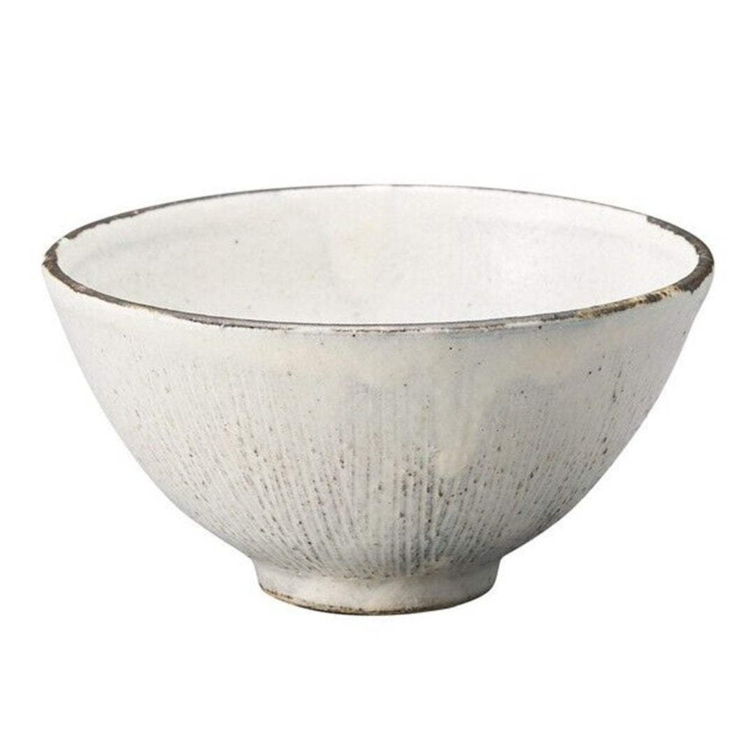 Shigaraki Ware Rice Bowl White Slipware Comb