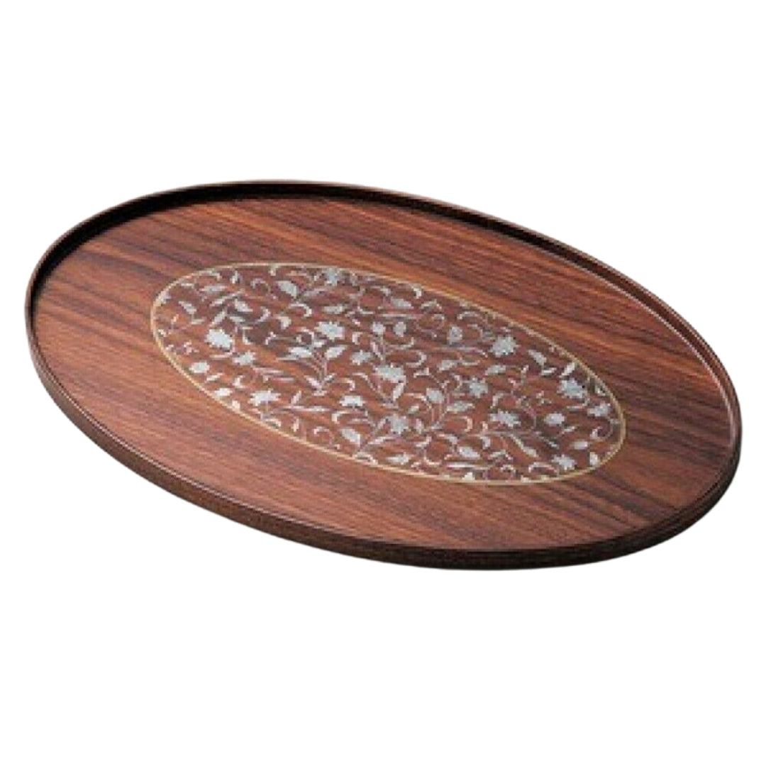 越前漆器 お盆 オーバル アールデコ 木製